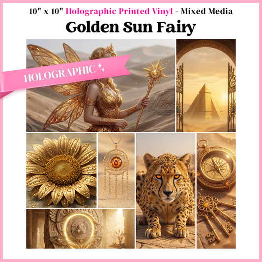 Golden Sun Fairy - Mixed Media Vinyl 10"x10" Sheet