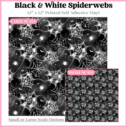 Black & White Spiderwebs - 12"x12" Printed Self Adhesive Vinyl