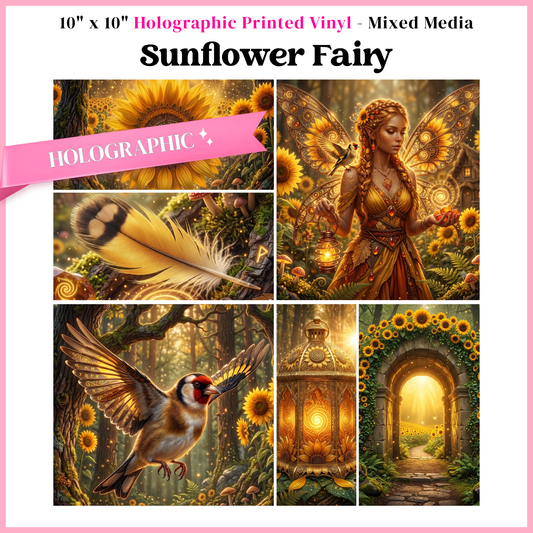 Sunflower Fairy - Mixed Media Vinyl 10"x10" Sheet