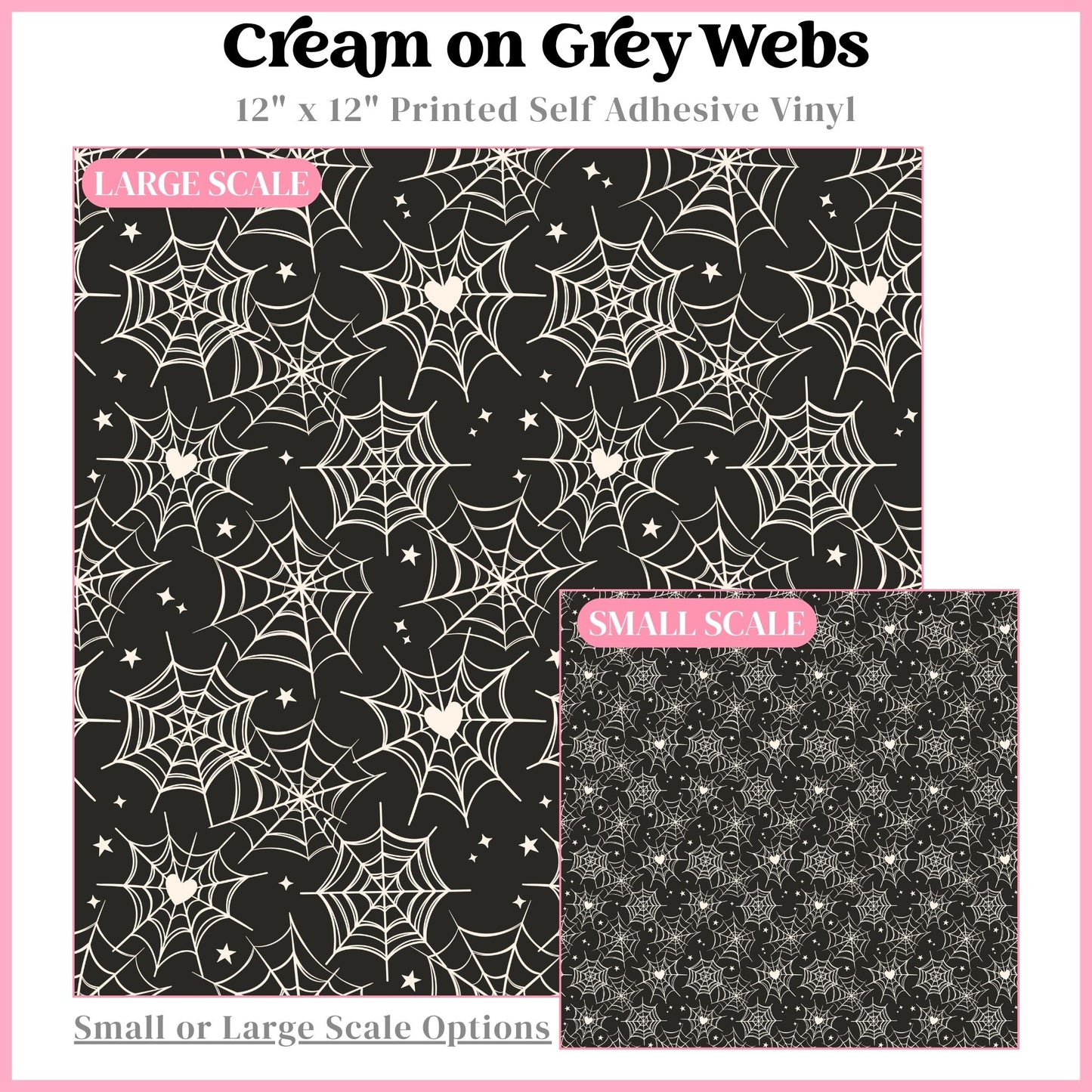 Cream on Grey Webs - 12"x12" Printed Self Adhesive Vinyl