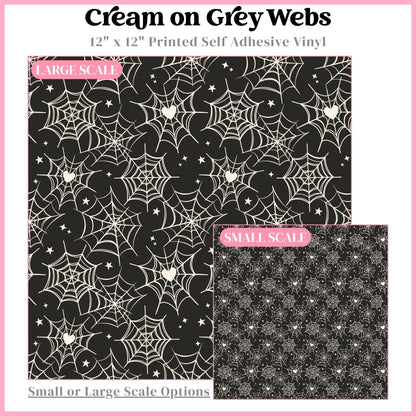 Cream on Grey Webs - 12"x12" Printed Self Adhesive Vinyl