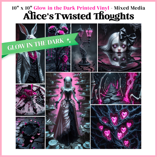 Alice's Twisted Thoughts - Mixed Media Vinyl 10"x10" Sheet - Glow in the Dark