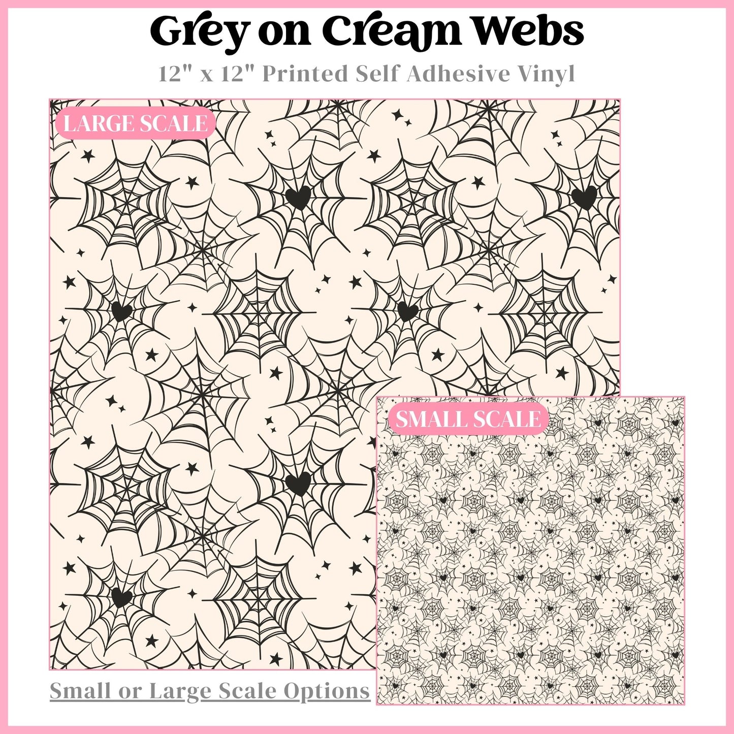 Grey on Cream Webs - 12"x12" Printed Self Adhesive Vinyl