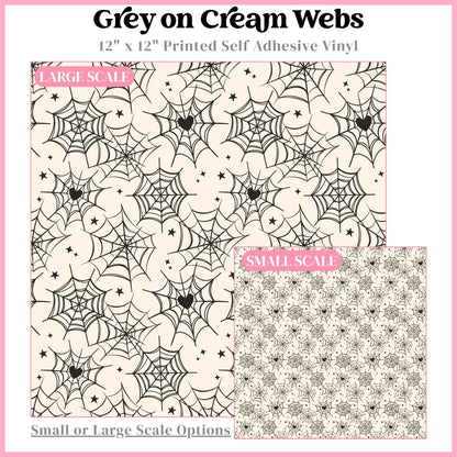 Grey on Cream Webs - 12"x12" Printed Self Adhesive Vinyl