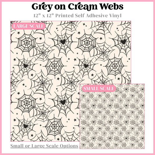 Grey on Cream Webs - 12"x12" Printed Self Adhesive Vinyl