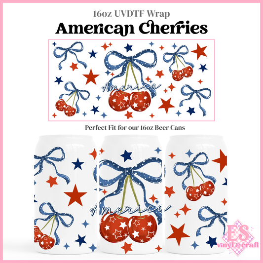 American Cherries - 16oz Beer Can / Libbey UV-DTF Transfer