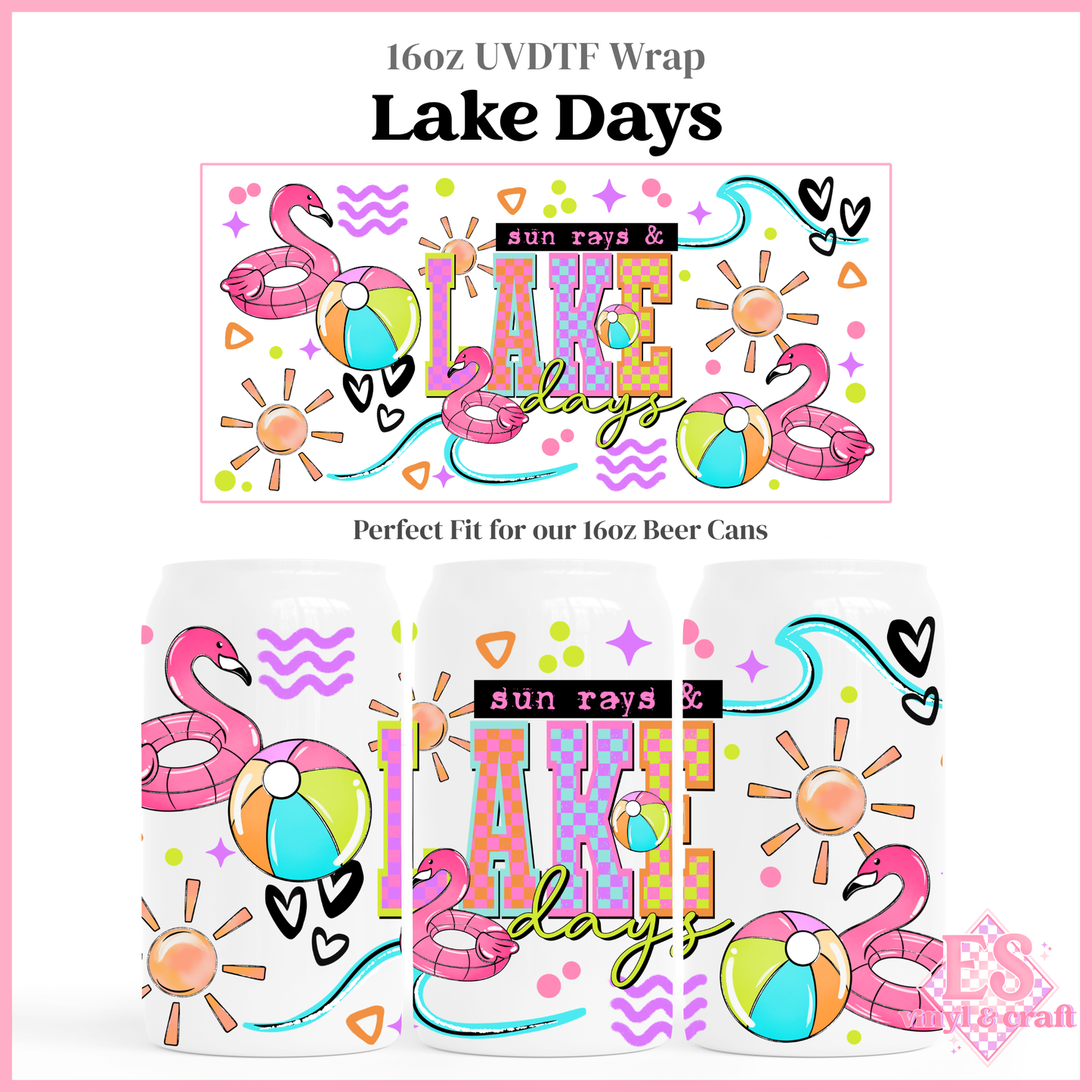 Lake Days - 16oz Beer Can / Libbey UV-DTF Transfer
