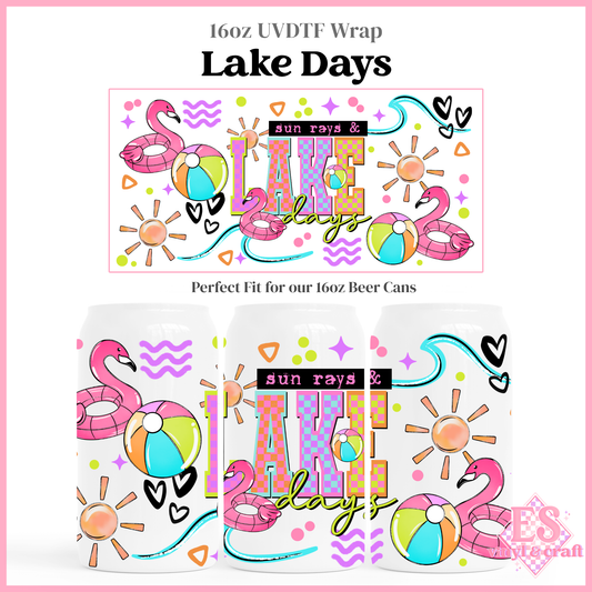 Lake Days - 16oz Beer Can / Libbey UV-DTF Transfer