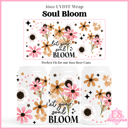 Soul Bloom - 16oz Beer Can / Libbey UV-DTF Transfer