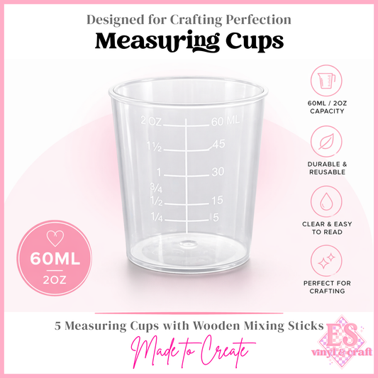 60ml Plastic Clear Mixing Cups with Wooden Stick (Pack 5)