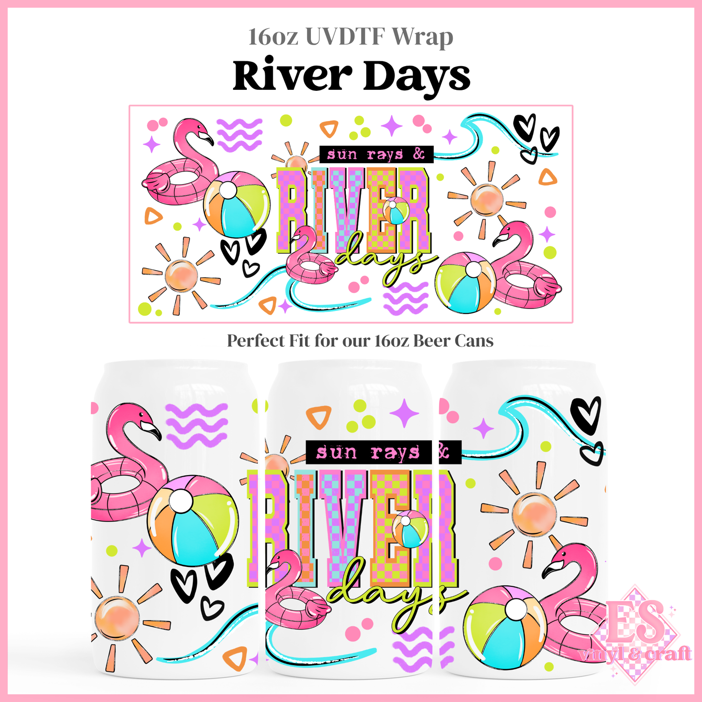 River Days - 16oz Beer Can / Libbey UV-DTF Transfer