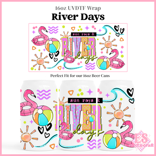 River Days - 16oz Beer Can / Libbey UV-DTF Transfer