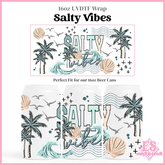 Salty Vibes - 16oz Beer Can / Libbey UV-DTF Transfer