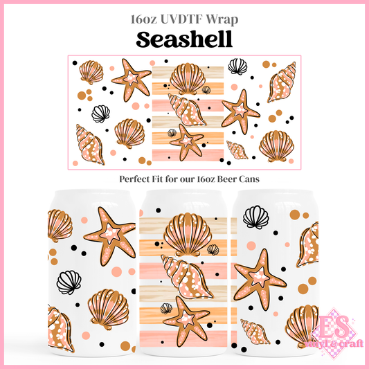Seashell - 16oz Beer Can / Libbey UV-DTF Transfer