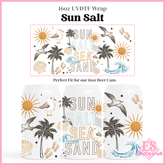 Sun Salt - 16oz Beer Can / Libbey UV-DTF Transfer