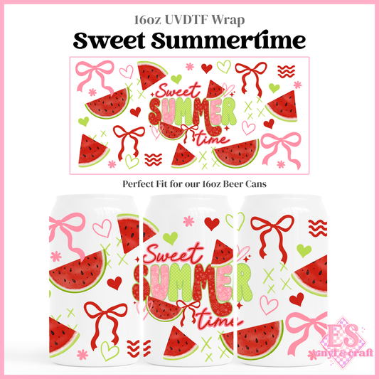 Sweet Summertime - 16oz Beer Can / Libbey UV-DTF Transfer