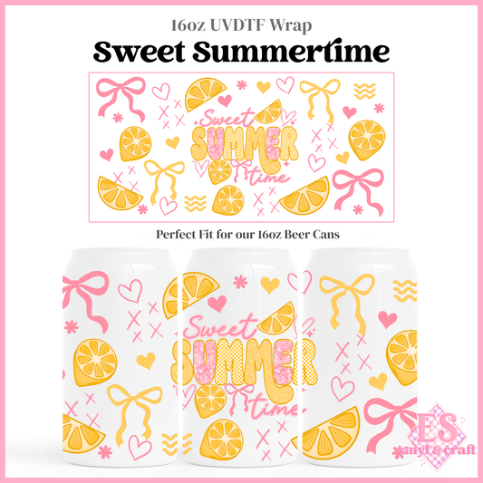 Sweet Summertime - 16oz Beer Can / Libbey UV-DTF Transfer