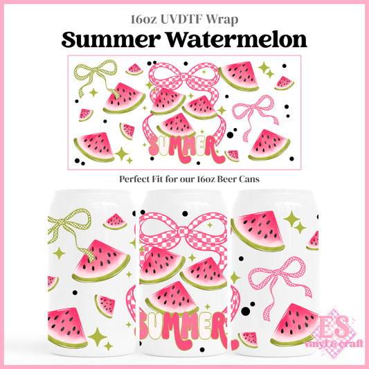Summer Watermelon - 16oz Beer Can / Libbey UV-DTF Transfer