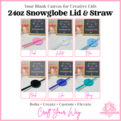Snowglobe Lid and Straw (Iced Coffee, Boba Straw)