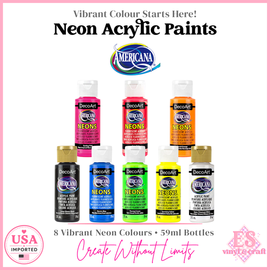 DecoArt Americana Neons / Fluorescent 2oz - Pack of 8 (Made in the USA)