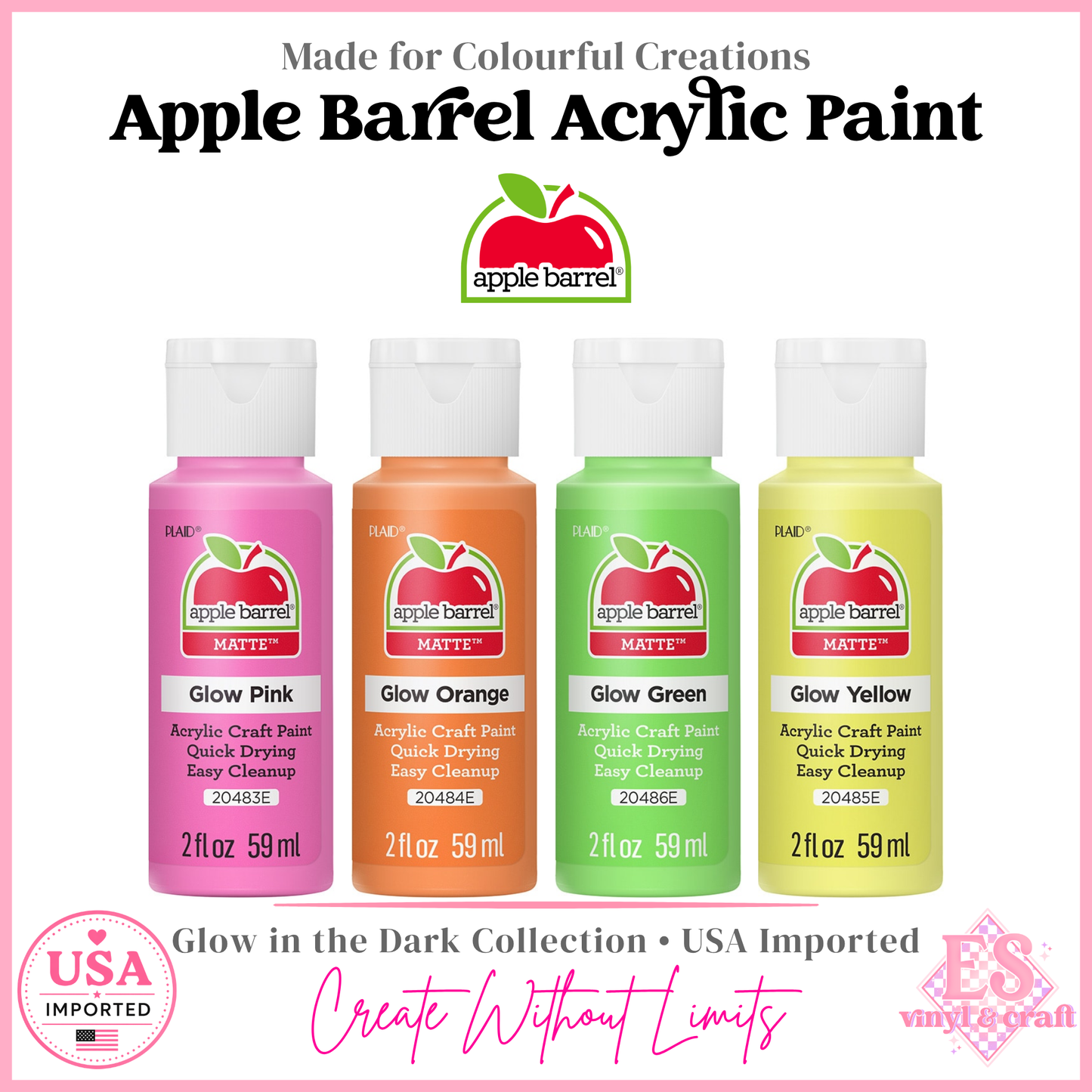 Apple Barrel Glow in the Dark Acrylic Paint 2oz (Made in the USA)
