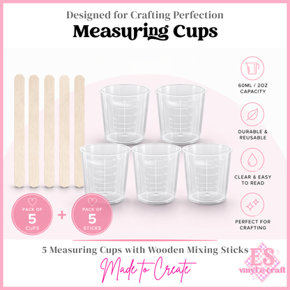 60ml Plastic Clear Mixing Cups with Wooden Stick (Pack 5)