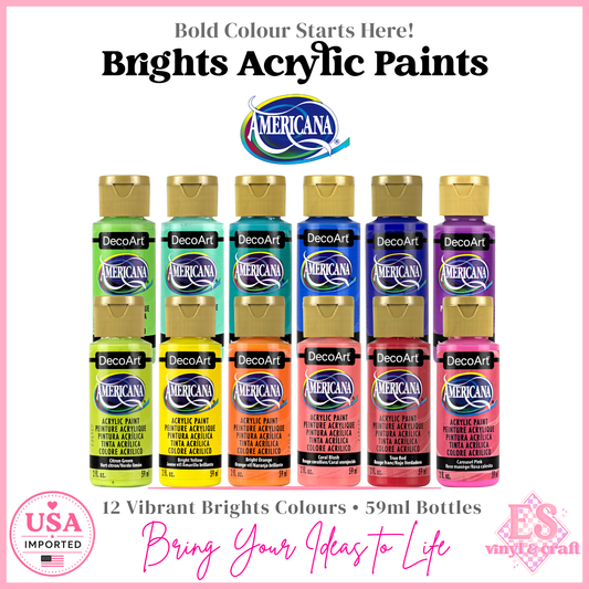 DecoArt Americana Brights 2oz - Pack of 12 (Made in the USA)