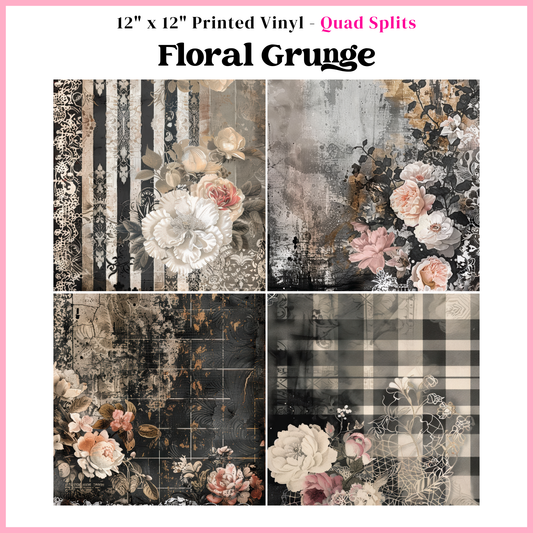 Floral Grunge - Quad Split - 12" x 12" Sheet