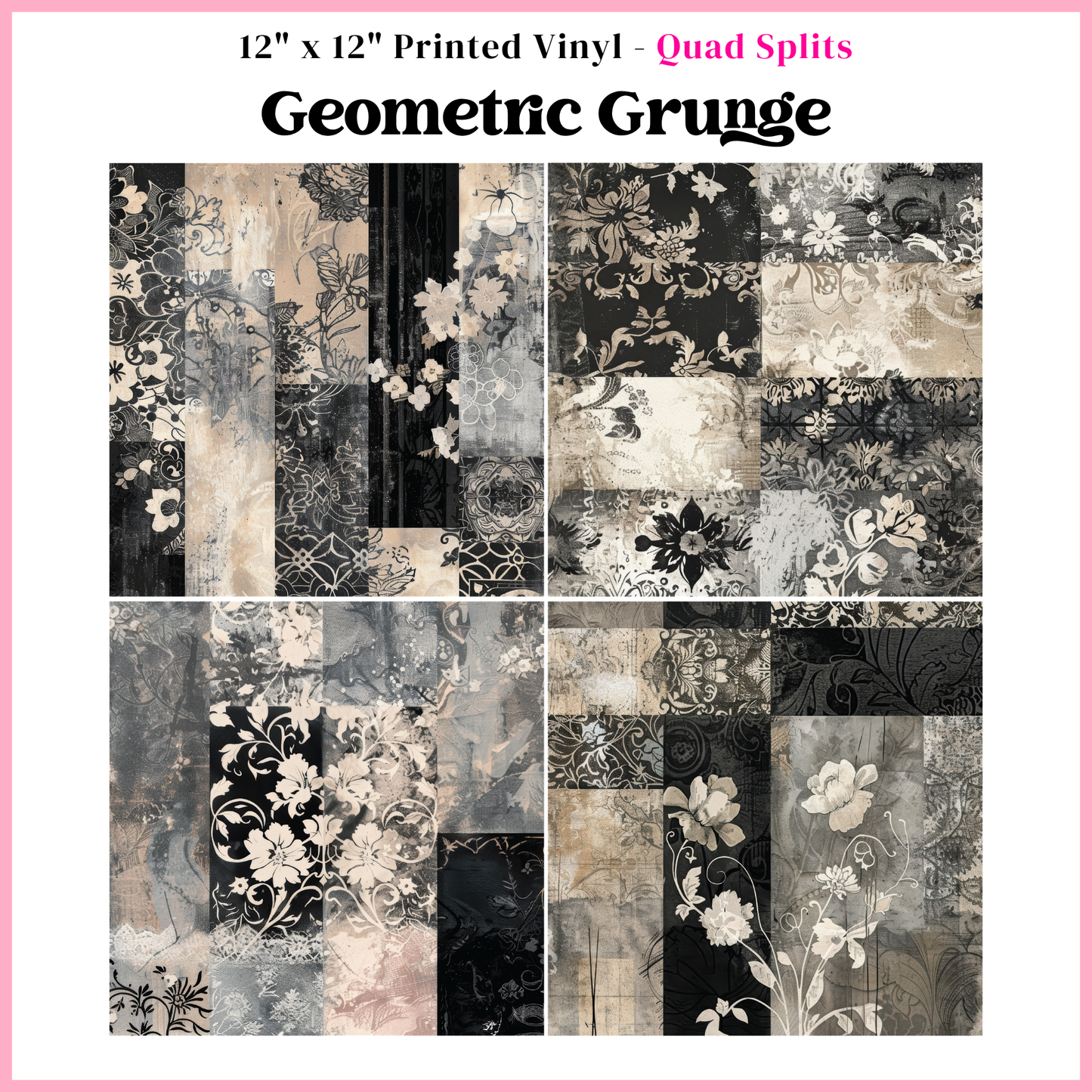 Geometric Grunge - Quad Split - 12" x 12" Sheet
