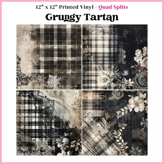 Grungy Tartan - Quad Split - 12" x 12" Sheet