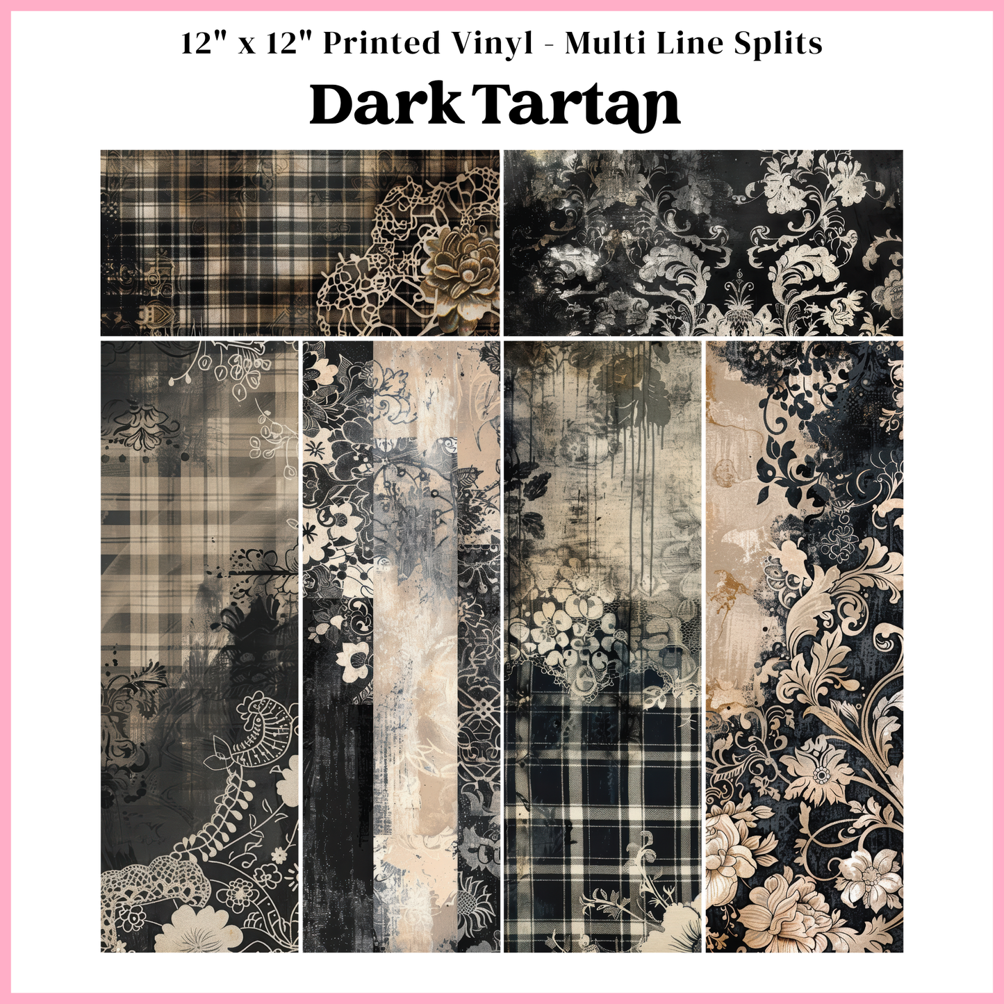 Dark Tartan - Multi Line Split - 12" x 12" Sheet