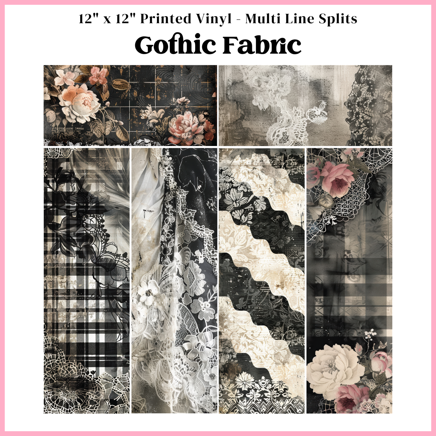Gothic Fabric - Multi Line Split - 12" x 12" Sheet
