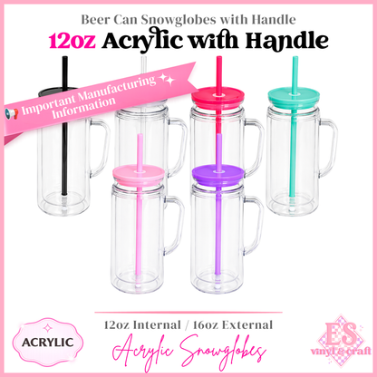 12oz Acrylic Double Wall with Handle Beer Can (16oz External)
