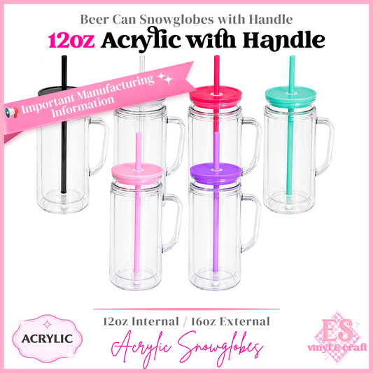12oz Acrylic Double Wall with Handle Beer Can (16oz External)
