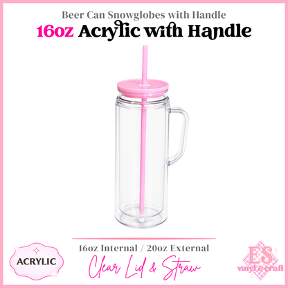16oz Acrylic Double Wall with Handle Beer Can (20oz External)