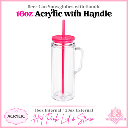 16oz Acrylic Double Wall with Handle Beer Can (20oz External)