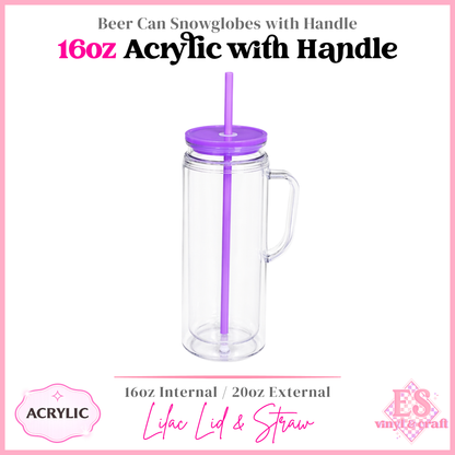 16oz Acrylic Double Wall with Handle Beer Can (20oz External)