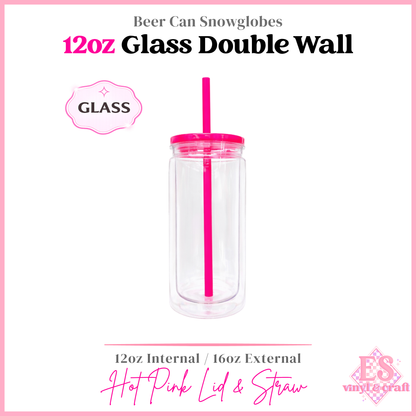 12oz Double Wall Glass Snowglobe Cans (16oz External)