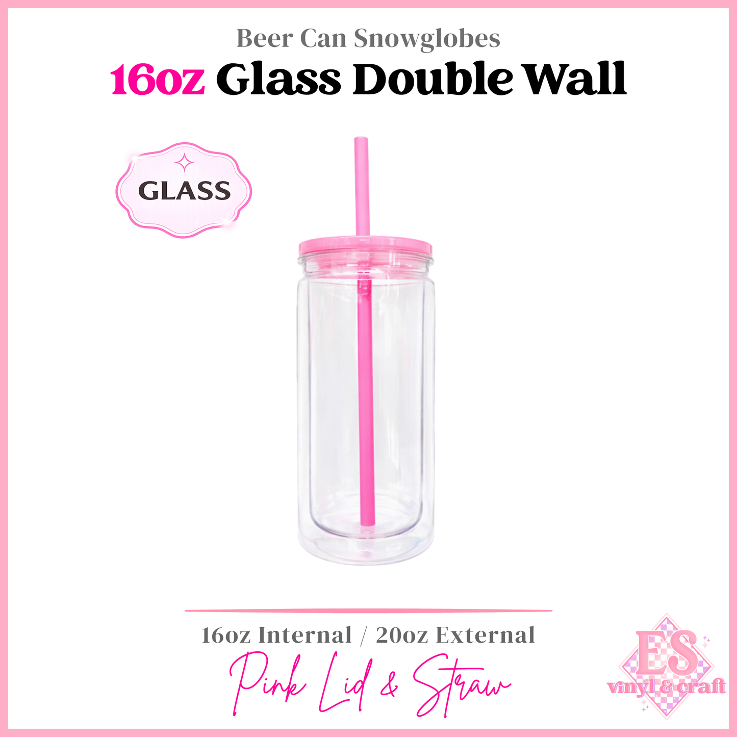 16oz Double Wall Beer Can Glass Snowglobe (20oz External)