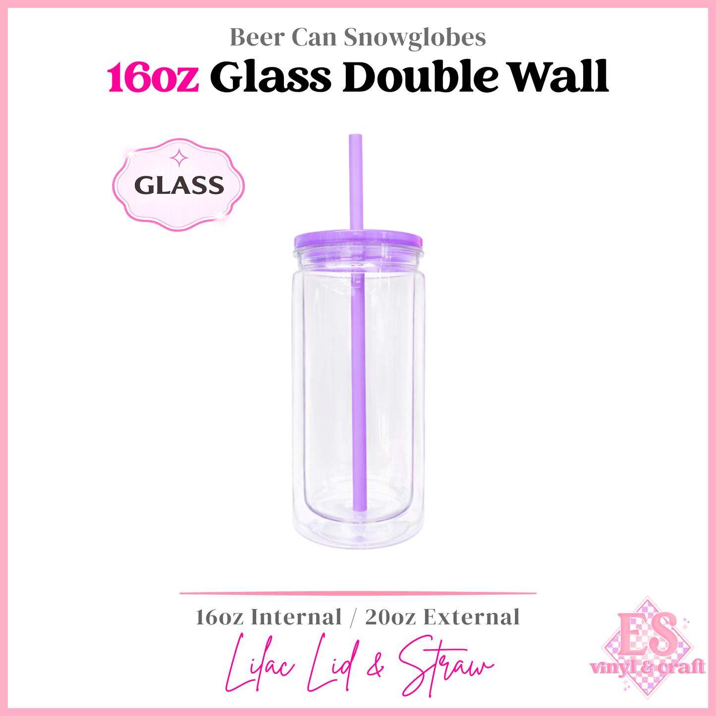 16oz Double Wall Beer Can Glass Snowglobe (20oz External)