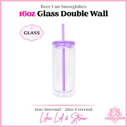 16oz Double Wall Beer Can Glass Snowglobe (20oz External)
