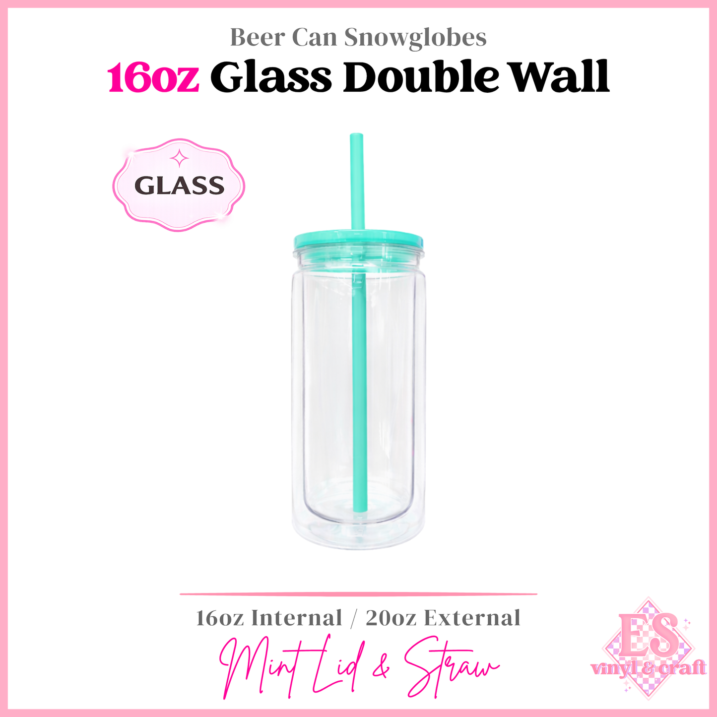 16oz Double Wall Beer Can Glass Snowglobe (20oz External)