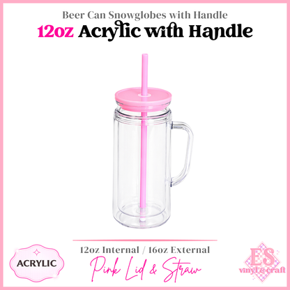 12oz Acrylic Double Wall with Handle Beer Can (16oz External)