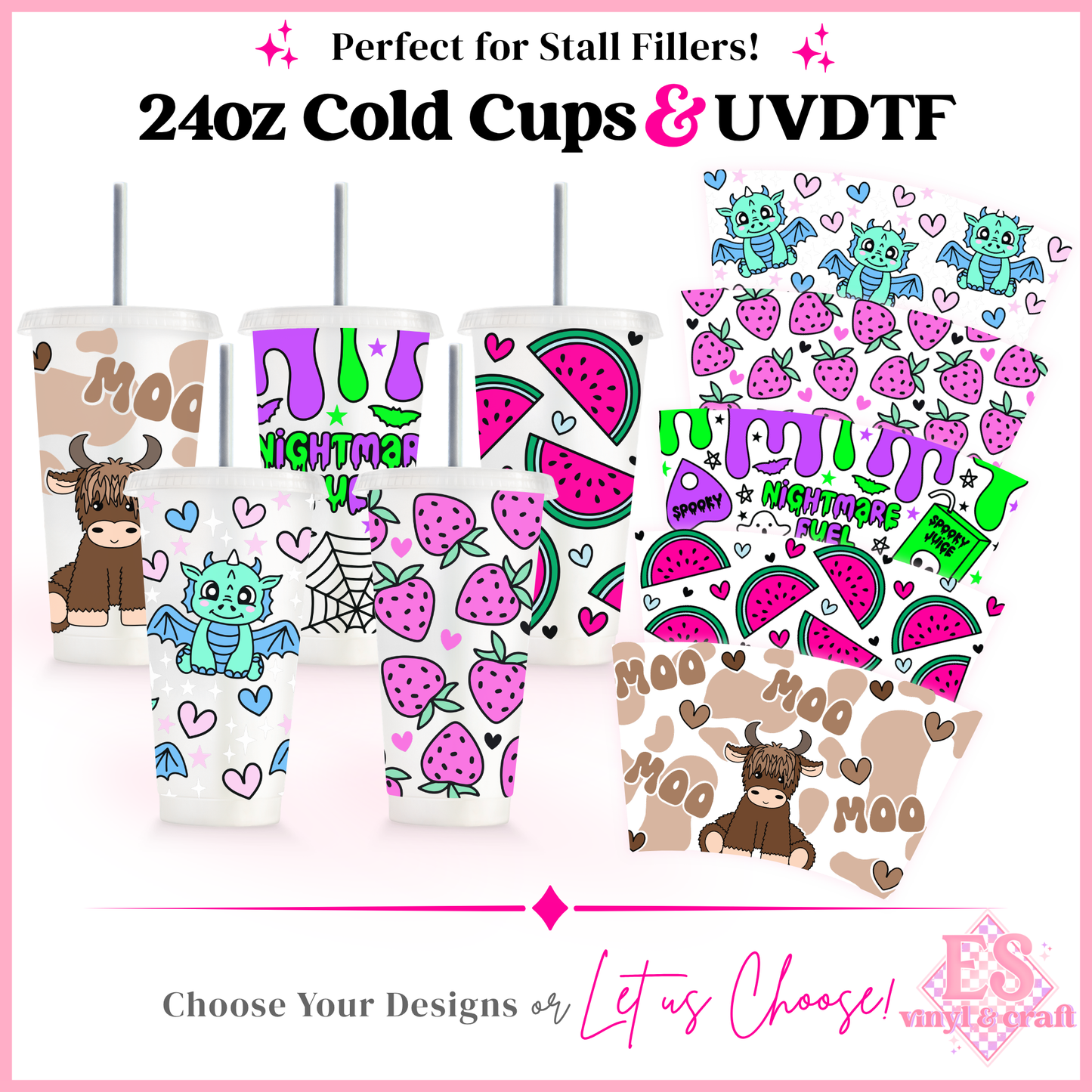 24oz Cold Cup and UVDTF Bundle (with or without Cup Stand)