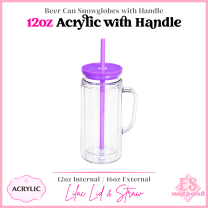12oz Acrylic Double Wall with Handle Beer Can (16oz External)