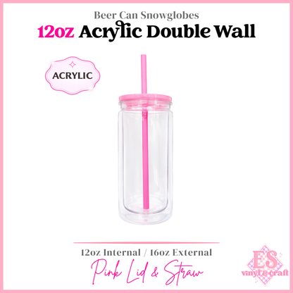12oz Double Wall Acrylic Snowglobe Cans (16oz External)