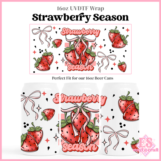Strawberry Season - 16oz Beer Can / Libbey UV-DTF Transfer