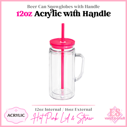 12oz Acrylic Double Wall with Handle Beer Can (16oz External)