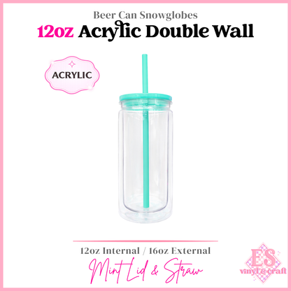 12oz Double Wall Acrylic Snowglobe Cans (16oz External)