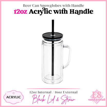 12oz Acrylic Double Wall with Handle Beer Can (16oz External)